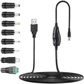 12V Fan Speed Controller, Fan Power Adapter,USB 5V Step UP Boost to DC 12V Adapter, 5-12V Adjustable with 8 Connectors