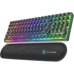 Wireless Creamy Mechanical Gaming Keyboard with Transparent Keycaps, 100 Keys Custom Hot-Swap LED Backlit, 3-Mode BT/2.4G/USB-C, 3000mAh Battery, Ergonomic Keyboard with Wrist Rest, Linear Switch