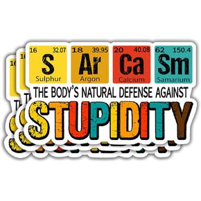 (3Pcs) Sarcasm The Body's Natural Defense Against Stupidity Funny Quotes Vinyl Sticker for Laptops, Water Bottles, Phones, Tumblers, Notebooks. Size 1.8 x 3 Inch