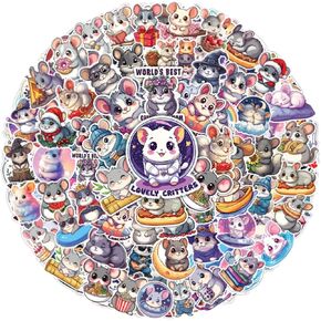 64pcs Chinchilla Stickers - Chinchilla Themed Gifts Waterproof Decals for Water Bottles Laptop Luggage Computer Scrapbooking Teens Adults Girls Kids Funny Party Birthday Decorations