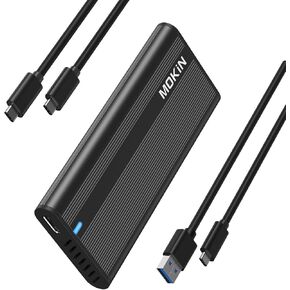 Mokin M.2 NVME العلبة USB 3.2 Gen2 10GBPS ، تصميم خالي من الأدوات لـ NVME PCIE M-Key (M+B KEY) ، حجم محول SSD الخارجي لـ 2280/2260/2242 ، UASP Support