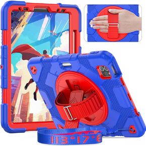 Timecity for iPad Air 5th/ 4th Generation Case 10.9 inch, for iPad Pro 11 inch Case: with Strong Protection, Screen Protector, Hand Strap, Shoulder Strap, 360° Rotating Stand - Black in Kuwait