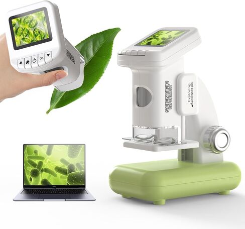 1200X Microscope for Kids with 2 inch Screen STEM Digital Science Kit Rechargeable Handheld Zoom 32GB SD Card Slides Photo and Video Gift for Kids Ages 6 to 12 (Green) in Saudi Arabia
