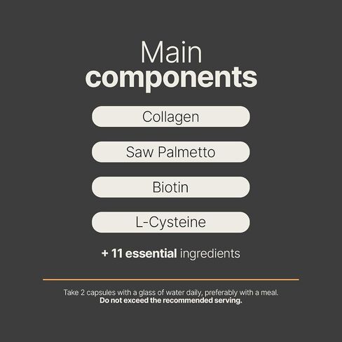 Hair and Beard Vitamins for Men 180 Capsules Hydrolyzed Collagen, L Lysina, Zinc, B5, B6, Biotin and D3. B Life Mens Hair in Kuwait