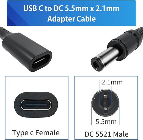 USB C to 12V Power Cable,PD Type-C to DC 5.5mm X 2.1mm Barrel Jack 12V 3A Output Charging for Router, Fan, Speaker,Portable for Outdoor Test, Studio and Travel-3.28ft in Saudi Arabia
