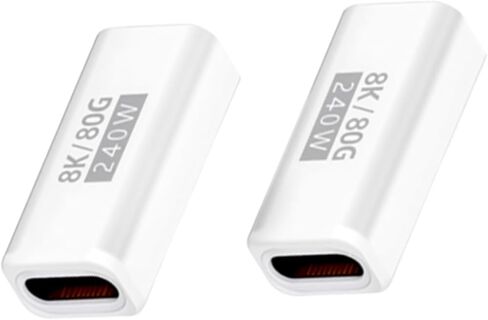 Danfetsoy 240W USB C Coupler, 80Gbps USB C Female to Female Adapter Thunderbolt 5 Support 8K@60Hz Video for MacBook, Laptop, Tablet, etc(White 2pack) in Saudi Arabia