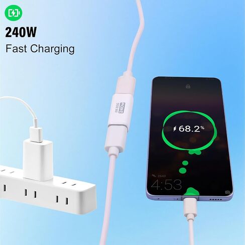 Danfetsoy 240W USB C Coupler, 80Gbps USB C Female to Female Adapter Thunderbolt 5 Support 8K@60Hz Video for MacBook, Laptop, Tablet, etc(White 2pack) in Saudi Arabia