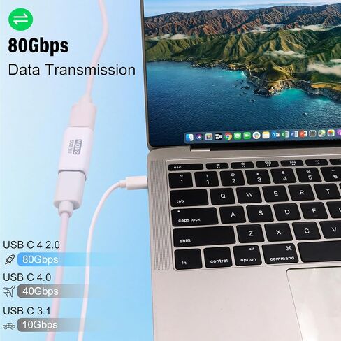 Danfetsoy 240W USB C Coupler, 80Gbps USB C Female to Female Adapter Thunderbolt 5 Support 8K@60Hz Video for MacBook, Laptop, Tablet, etc(White 2pack) in Saudi Arabia