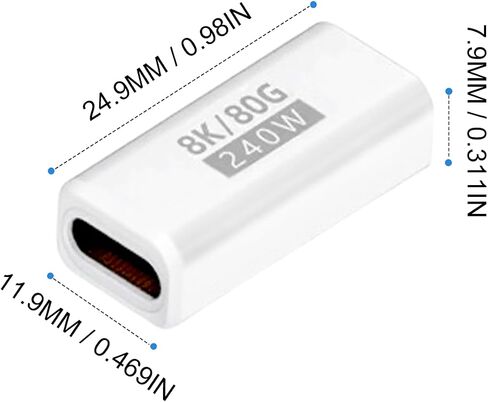 Danfetsoy 240W USB C Coupler, 80Gbps USB C Female to Female Adapter Thunderbolt 5 Support 8K@60Hz Video for MacBook, Laptop, Tablet, etc(White 2pack) in Saudi Arabia
