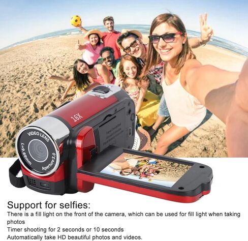 4K DV Camera 2.7in TFT Rotatable Screen 16x Camera Digital Zoom Camera مع كابل USB ، صورة شخصية متوفرة ، كاميرا محمولة 48 ميجابكسل ، وظائف متعددة الاستخدامات Camara Digital (أسود) in Saudi Arabia