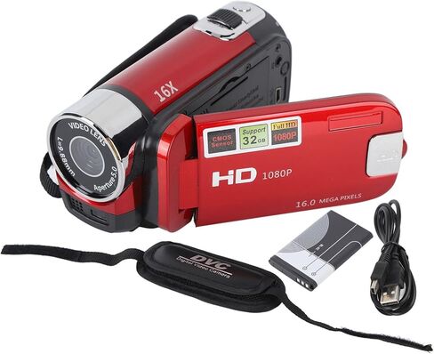 4K DV Camera 2.7in TFT Rotatable Screen 16x Camera Digital Zoom Camera مع كابل USB ، صورة شخصية متوفرة ، كاميرا محمولة 48 ميجابكسل ، وظائف متعددة الاستخدامات Camara Digital (أسود) in Saudi Arabia
