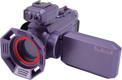 Yunseity Video Camera Camcorder, 4K 53MP 50X Zoom Vlogging Camera with 3 Inch HD Color Screen, Auto Focus WiFi Digital Camcorder Camera Support Hot Shoe Interface, for Daily Life (Violet) in Saudi Arabia