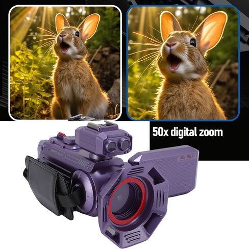 Yunseity Video Camera Camcorder, 4K 53MP 50X Zoom Vlogging Camera with 3 Inch HD Color Screen, Auto Focus WiFi Digital Camcorder Camera Support Hot Shoe Interface, for Daily Life (Violet) in Saudi Arabia