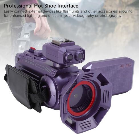 Yunseity Video Camera Camcorder, 4K 53MP 50X Zoom Vlogging Camera with 3 Inch HD Color Screen, Auto Focus WiFi Digital Camcorder Camera Support Hot Shoe Interface, for Daily Life (Violet) in Saudi Arabia