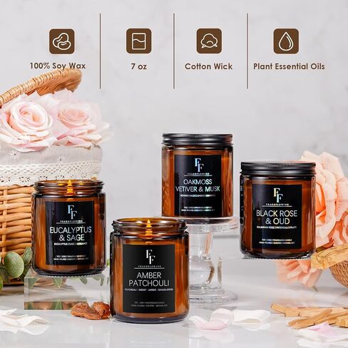 شموع العنبر الباتشولي للمنزل، شموع معطرة برائحة العلاج العطري، هدايا شموع معطرة للنساء والرجال، برطمان كهرماني in Saudi Arabia