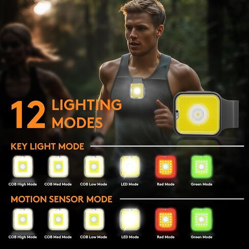 Running Light, 2 Pack USB Rechargeable jogging Light 3 Lighting Modes Strong Magnetic Lights Portable Clip On Running Lights with Runners and Joggers for Running, Camping , Hiking, Outdoor Adventure in Saudi Arabia