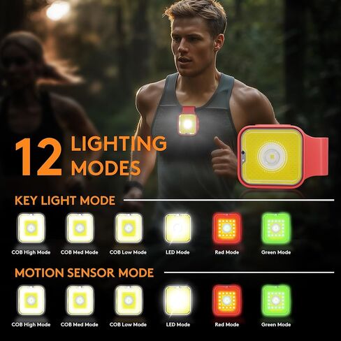 Running Light, 2 Pack USB Rechargeable jogging Light 3 Lighting Modes Strong Magnetic Lights Portable Clip On Running Lights with Runners and Joggers for Running, Camping , Hiking, Outdoor Adventure in Kuwait