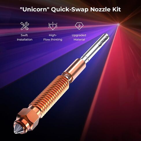 فوهة Creality K1C - مجموعة فوهة تبديل سريعة يونيكورن لطابعة K1C، Ender 3 V3 / Plus ثلاثية الأبعاد، فوهة ثلاثية معدنية مدمجة عالية التدفق وكسر للحرارة، سرعة عالية 600 مم/ثانية، درجة حرارة عالية 300 درجة مئوية، طرف 0.4،0.6،0.8 مم in Kuwait
