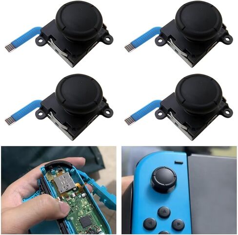 USONLINE911 4PCS 3D JOY -CON التناظرية عصا التناظرية متوافقة مع Nintendo Switch Lite - Black in Kuwait