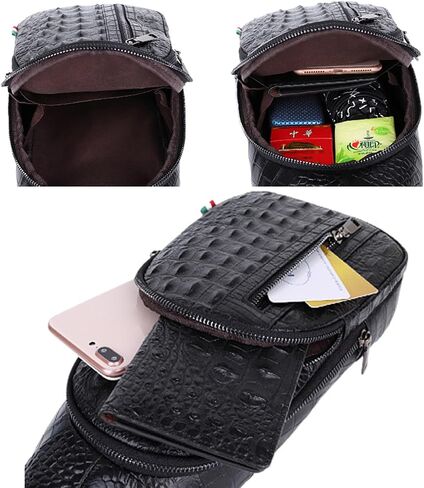 حقيبة حبال Hebetag Leather المشي لمسافات طويلة للرجال للرجال نساء في الهواء الطلق سفر التخييم في صيد الأسماك الصيد كتف كتف حزمة الصدر in Saudi Arabia