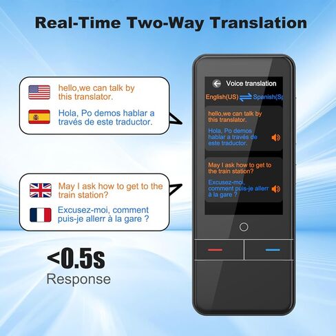 Language Translator Device No WiFi Needed, Instant Two-Way Voice Translator for All Languages, 139 Languages Online Offline Voice Text Photo Translation for Travelling Learning Business in Saudi Arabia