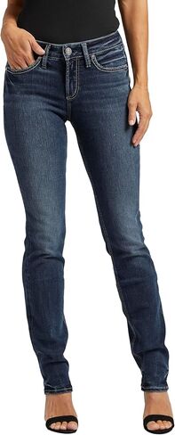 Silver Jeans Co. Women's Suki Mid Rise Curvy Fit Straight Leg Jeans, Dark Wash EDB482, 32W x 29L in Saudi Arabia