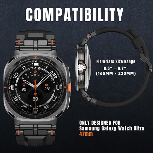 نطاقات السيليكون السائل المتوافقة مع Samsung Galaxy Watch Ultra Band 47 ملم للرجال - حزام رياضة رعاة ناع in Kuwait