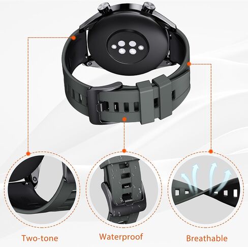 ANCOOL for Garmin Venu 3 watch band/Venu 2 watch band/Forerunner 265 Band/Vivoactive 4 Band 22mm Silicone Watch Band for Forerunner 255(Graphite Grey-Black) in Saudi Arabia