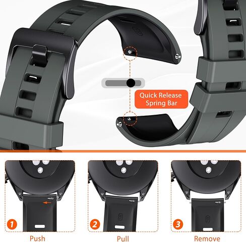 ANCOOL for Garmin Venu 3 watch band/Venu 2 watch band/Forerunner 265 Band/Vivoactive 4 Band 22mm Silicone Watch Band for Forerunner 255(Graphite Grey-Black) in Saudi Arabia