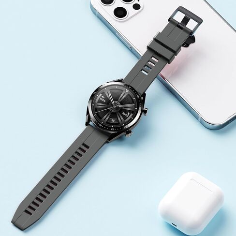 ANCOOL for Garmin Venu 3 watch band/Venu 2 watch band/Forerunner 265 Band/Vivoactive 4 Band 22mm Silicone Watch Band for Forerunner 255(Graphite Grey-Black) in Saudi Arabia