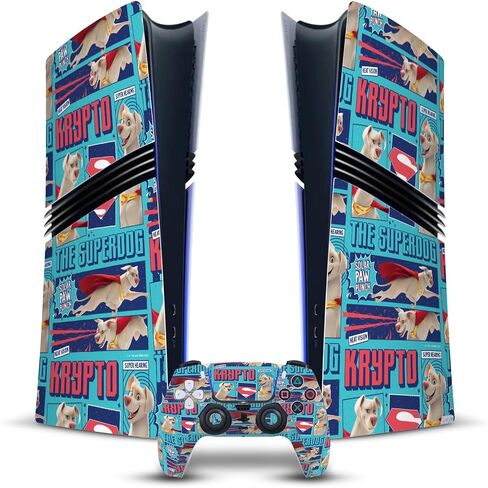 Head Case Designs Officially Licensed DC League Of Super Pets Krypto The Superdog Graphics Vinyl Gaming Skin Decal Compatible With PlayStation 5 PS5 Pro Digital Edition Console & DualSense Controller in Saudi Arabia