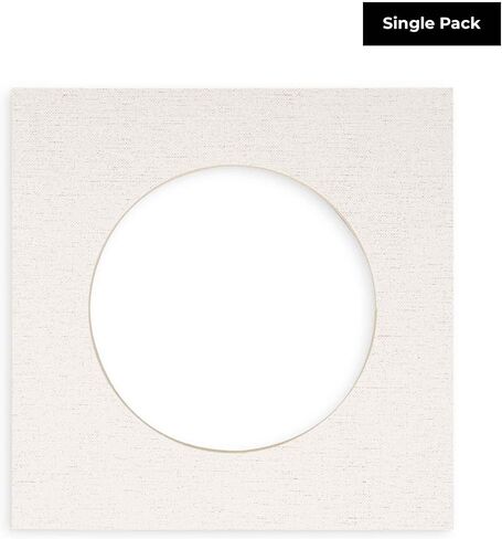 CountryArtHouse White Linen Canvas Acid Free 13x13 Circle Picture Frame Mat with White Core Bevel Cut for 9x9 Pictures - Fits 13x13 Frame - Pack of 1 Matboard in Kuwait