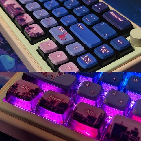 Night in the Neko City Keycap Set و XXL Mouse Pad Kit-120-Keys ASA PBT SHEAN-SHEAL و 2XL 90X40CM in Saudi Arabia