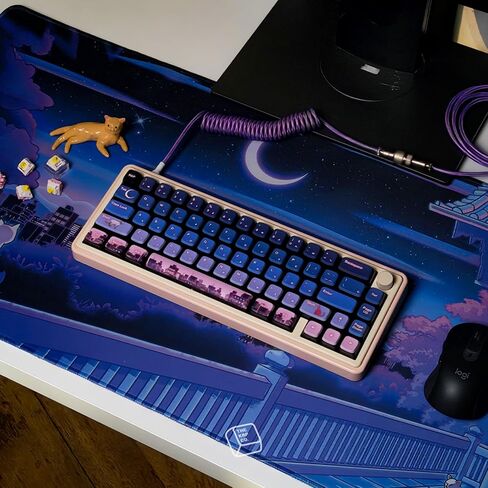 Night in the Neko City Keycap Set و XXL Mouse Pad Kit-120-Keys ASA PBT SHEAN-SHEAL و 2XL 90X40CM in Saudi Arabia