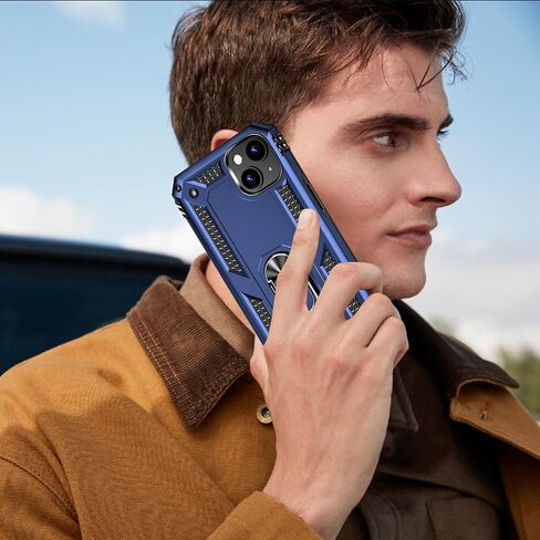 Yiakeng for iPhone 15 Case: iPhone 15 Phone Case with HD Screen Protector - Military Grade Protective Cases with Ring for iPhone 15(Blue) in Saudi Arabia