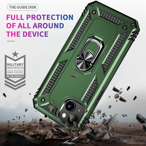 Yiakeng for iPhone 15 Case: iPhone 15 Phone Case with HD Screen Protector - Military Grade Protective Cases with Ring for iPhone 15(Blue) in Saudi Arabia
