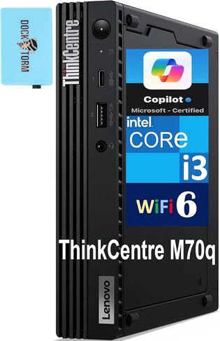 Lenovo ThinkCentre M70q MFF Tiny 1L Mini PC Business Desktop Computer (Intel i3-10105T, 16GB RAM, 256GB SSD, Wi-Fi 6, RJ45, HDMI, Display Port, Win 11 Pro) w/Dockztorm USB Port Expander in Saudi Arabia
