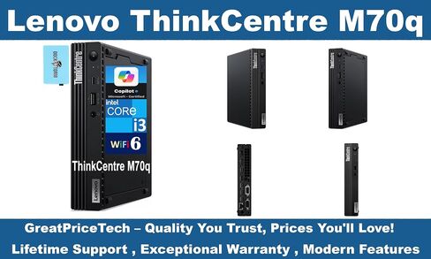 Lenovo ThinkCentre M70q MFF Tiny 1L Mini PC Business Desktop Computer (Intel i3-10105T, 16GB RAM, 256GB SSD, Wi-Fi 6, RJ45, HDMI, Display Port, Win 11 Pro) w/Dockztorm USB Port Expander in Saudi Arabia