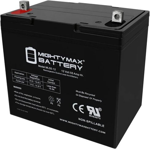 Mighty Max Max Battery 12V 55AH Battery Protection for Pride Jazzy Elite HD - 2 Pack Product in Kuwait