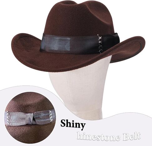 Womens Rhinestone Cowgirl Cowboy Hat Wide Brim Diamond Glitter Western Cowboy Hat in Saudi Arabia
