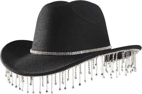 Womens Rhinestone Cowgirl Cowboy Hat Wide Brim Diamond Glitter Western Cowboy Hat in Saudi Arabia