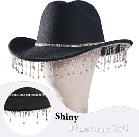 Womens Rhinestone Cowgirl Cowboy Hat Wide Brim Diamond Glitter Western Cowboy Hat in Saudi Arabia