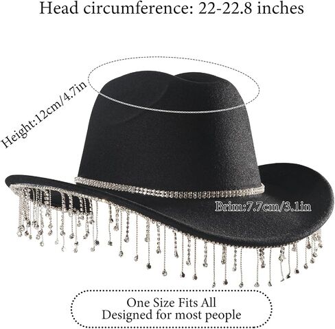 Womens Rhinestone Cowgirl Cowboy Hat Wide Brim Diamond Glitter Western Cowboy Hat in Saudi Arabia