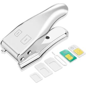 Cell Phone Sim Card Cutter, Micro SIM/Nano SIM Card Cutter, 2-in-1 Cutting SIM Card Standard to Micro/Micro to Nano Dual Sim Card Cutter Punch Sim Card Cutter with 3 SIM Adapters&1 Ejection Pin(Black)