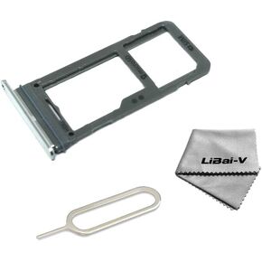 SIM Card Tray Holder Compatible with Samsung Galaxy S8 / S8 Plus incl Ejector Pin Tool + Cloth(Arctic Silver)