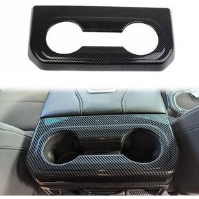 Carbon Fiber Rear Row ArmrestBox Cup Holder Cover Trim for 2019-2023 Chevy Silverado 1500/GMC Sierra 1500 for 2020-2024 Sierra/Silverado 2500 3500 HD