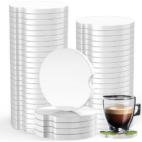 Sublimation Blanks Car Coasters, 12pcs Absorbent Ceramic Car Cupholder Coasters with A Finger Notch for Easy Removal, Keep Vehicle Free from Cold Drink Sweat, Stain and Spill in Kuwait