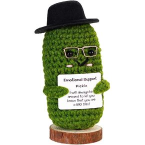 Funny Positive Potato Crochet Gifts with Hat and Sunglasses Mini Potatoes Doll with Positive Card Car Dashboard Accessories Car Interior Accessories Emotional Support Plush (C)
