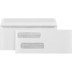 500 Gummed Security Check Envelopes, Double Window, Pattern Security - Designed for Quick-Books Printed Checks - Computer Printed Check, Gum Seal, 3 5/8 X 8 11/16 - Box of 500-
