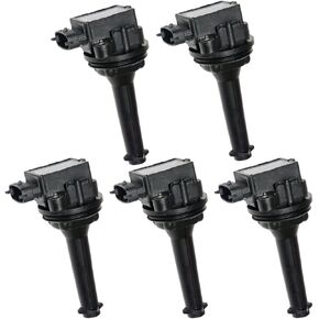 MAS Set of 5 Ignition Coils Pack Replacement for Volvo V70 C70 S60 S70 S80 V70 XC70 XC90 L5 2.3L 2.4L 2.5L C1258 UF341 5C1320